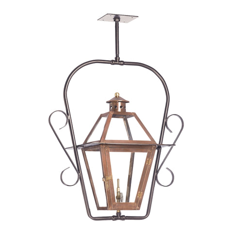 Grande Isle Outdoor Gas Ceiling Lantern In Aged Copper