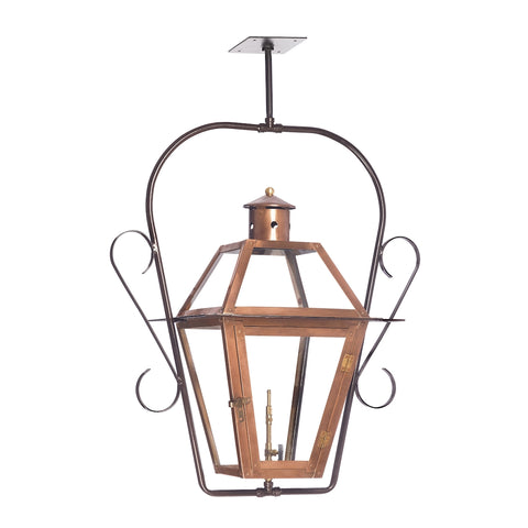 Grande Isle Outdoor Gas Ceiling Lantern In Aged Copper