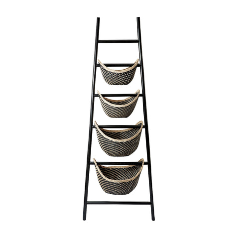 Black Plaid Ladder Basket