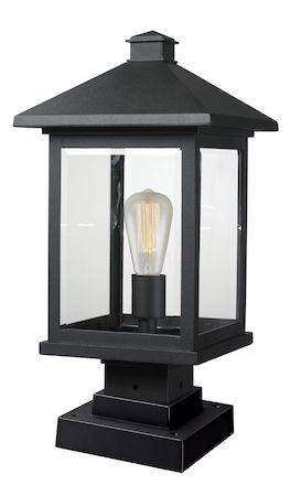Z-Lite Portland 1 Light Outdoor Pier Mount Light 531PHBS-SQPM-BK