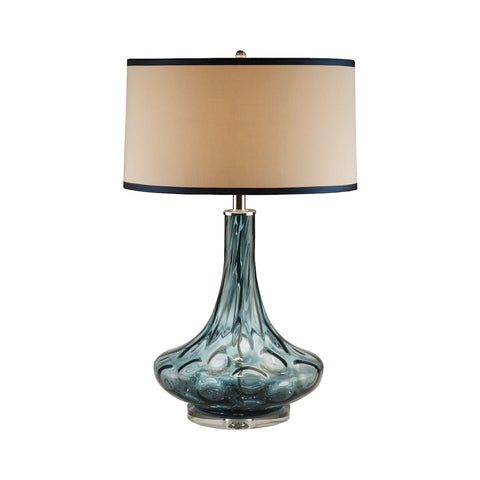 Blue Thumb Print Glass Table Lamp
