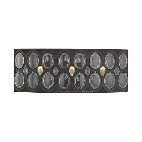 Serai 3 Light Vanity In Oil Rubbed Bronze With Clear Glass