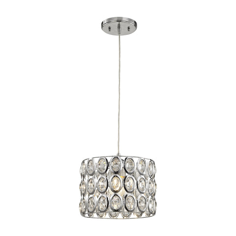 Tessa 1 Light Pendant In Polished Chrome With Clear Crystal - Includes Recessed Lighting Kit