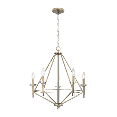 Lacombe 5 Light Chandelier In Aged Silver With Clear Glass Accents