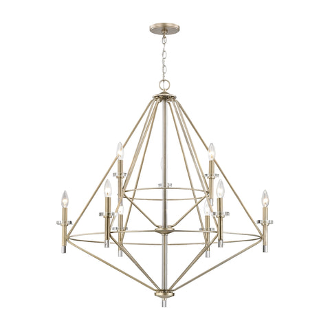 Lacombe 9 Light Chandelier In Aged Silver With Clear Glass Accents