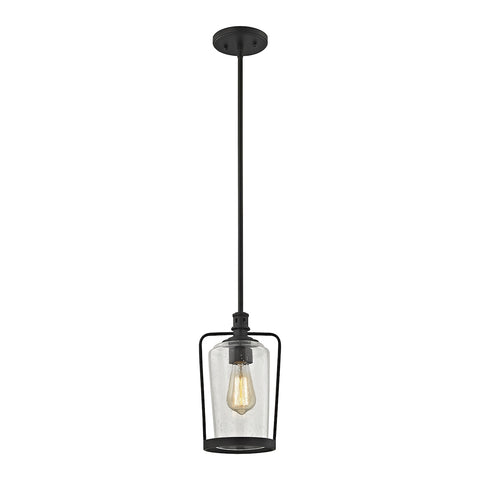 Hamel 1 Light Pendant In Oil Rubbed Bronze With Clear Seedy Glass - Includes Recessed Lighting Kit