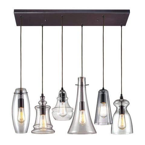 Menlow Park 6 Light Pendant In Oiled Bronze
