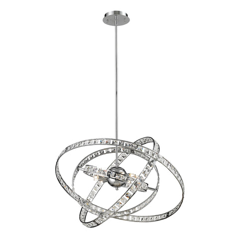 Saturn 6 Light Pendant In Chrome And Clear Crystal