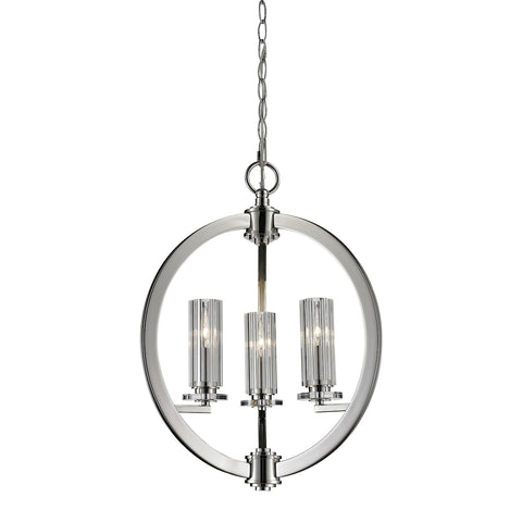Lindisfarne 3 Light Pendant In Polished Nickel And Clear Crystal