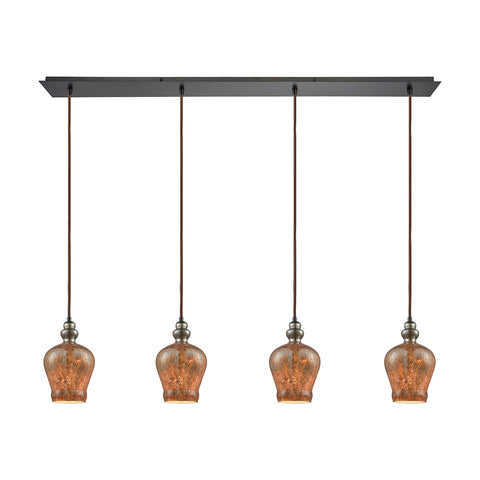 Sojourn 4 Light Linear Pan Fixture In Oil Rubbed Bronze With Lava Toned Glass