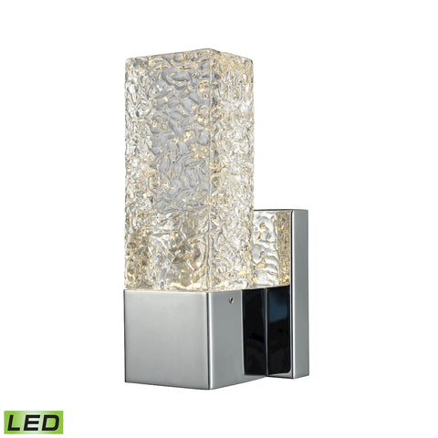 Cubic Ice 1 Light Sconce In Polished Chrome With Solid Textured Glass