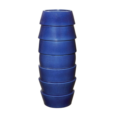 Denim Crackle Layered Vessel - Tall