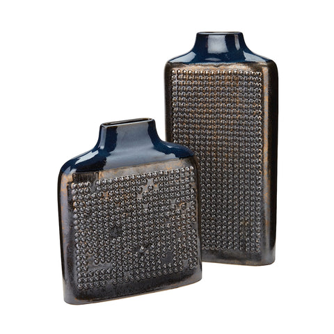 Dotted Relief Rectangular Vases In Cobalt Blue