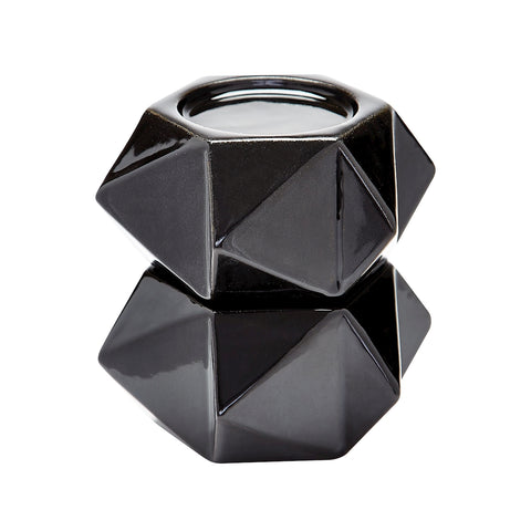 Large Ceramic Star Candle Holders In Black - Set of 2