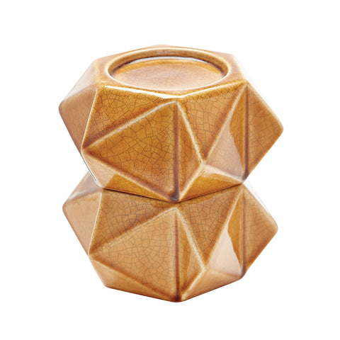Large Ceramic Star Candle Holders In Honey - Set of 2
