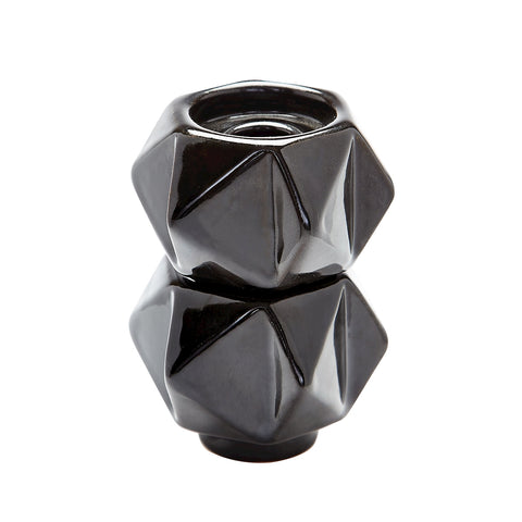 Small Ceramic Star Candle Holders In Black - Set of 2