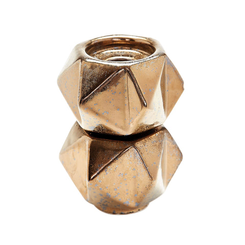 Small Ceramic Star Candle Holders In Gold - Set of 2
