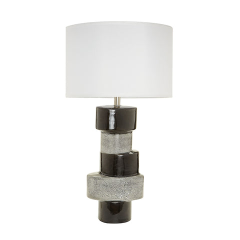 Stacked Oval Table Lamps In Gray And Black