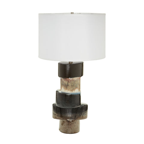 Stacked Oval Table Lamps In Black Metallic