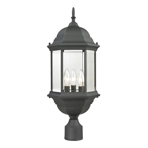 Spring Lake 3 Light Outdoor Post Lamp In Matte Textured Black