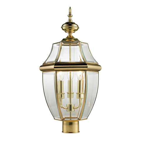 Ashford 3 Light Outdoor Post Lamp In Antique Brass