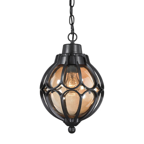 Madagascar 1 Light Outdoor Pendant In Matte Black