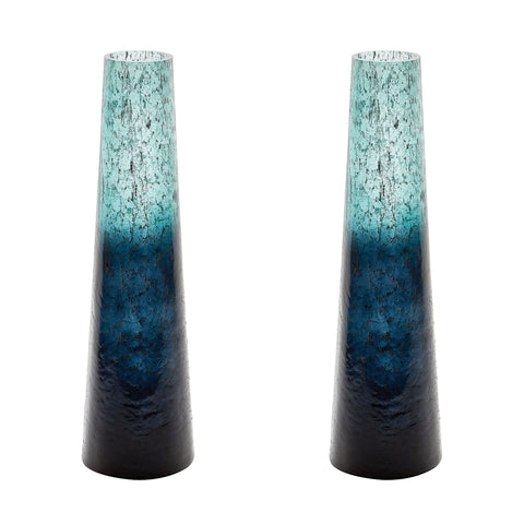 Ombre Snorkel Vases In Emerald - Set of 2