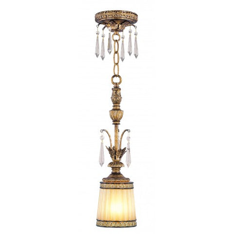 Livex Lighting La Bella 1 Light Vintage Gold Leaf Mini Pendant
