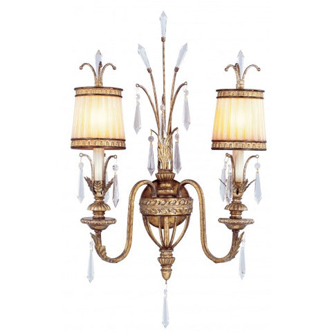 Livex Lighting La Bella 2 Light Vintage Gold Leaf Wall Sconce