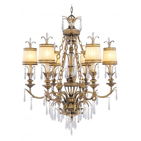 Livex Lighting La Bella 6 Light Vintage Gold Leaf Chandelier