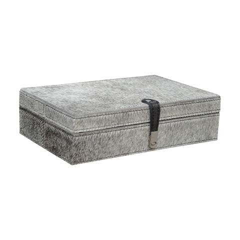Grey Hairon Leather Box - Large
