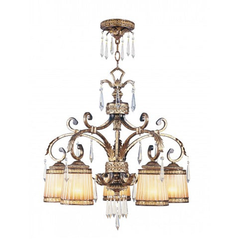 Livex Lighting La Bella 5 Light Vintage Gold Leaf Chandelier