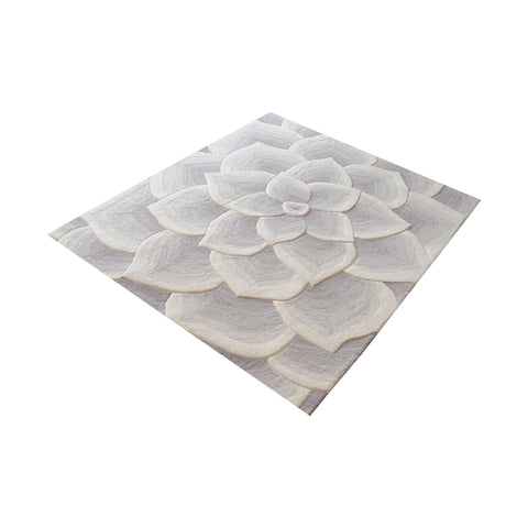 Kallista Handtufted Wool Rug In Grey And White - 16-Inch Square