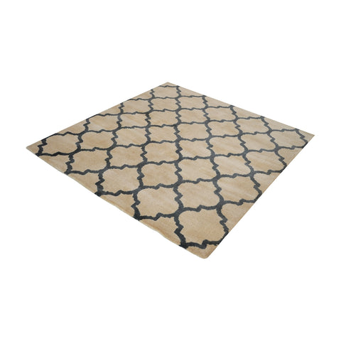 Wego Handwoven Printed Wool Rug In Natural And Black - 6-Inch Square