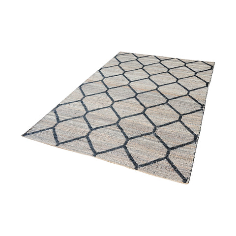 Econ Jacquard Weave Jute Rug In Natural And Black - 5ft x 8ft