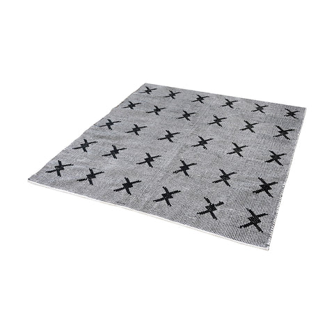 Eton Handwoven Cotton Flatweave Rug In Black And White - 16-Inch Square