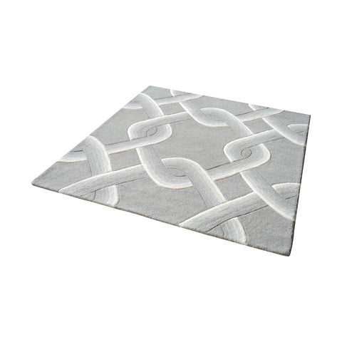 Desna Handtufted Wool Rug In Grey - 16-Inch Square