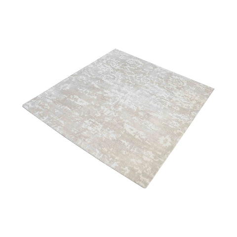 Senneh Handwoven Wool Printed Rug In Beige And White - 16-Inch Square