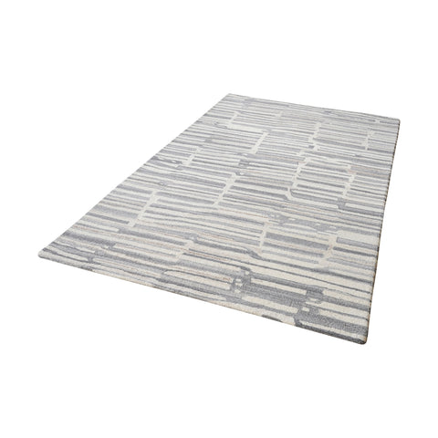 Slate Handtufted Wool Rug In Grey And White - 5ft x 8ft