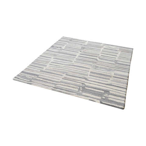 Slate Handtufted Wool Rug In Grey And White - 16-Inch Square