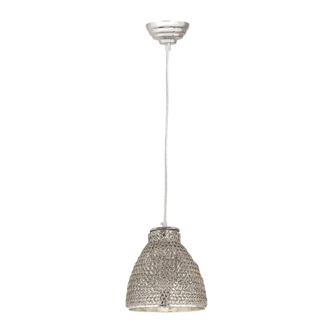Maille 1 Light Glass And Iron Pendant In Silver