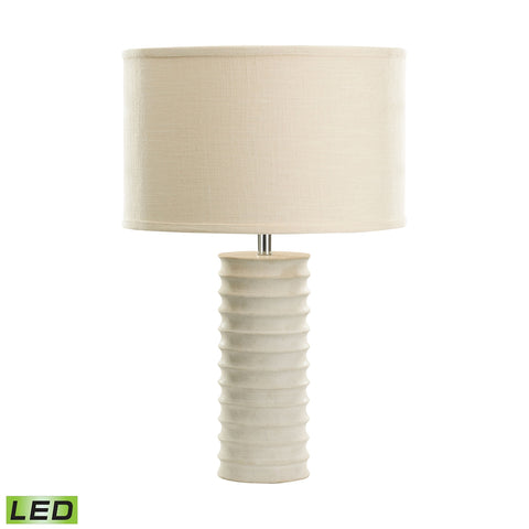 Mint Sand Stone Round Ribed LED Table Lamp