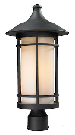 Z-Lite Woodland Outdoor Post Light 527PHB-BK