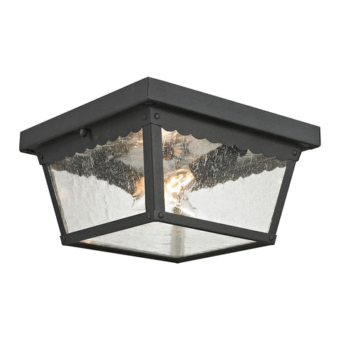 Springfield 2 Light Outdoor Flushmount In Matte Textured Black