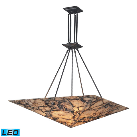 Imperial Granite 9 Light LED Pendant In Solid Antique Brass