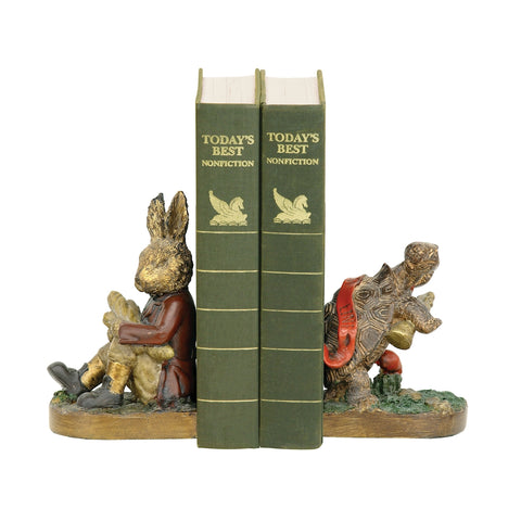 Pair Of Tortoise And Hare Bookends