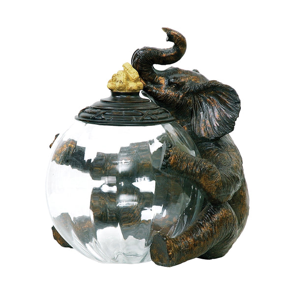 Elephant Glass Storage Jar