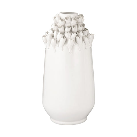 Textured Top Short Ceramic Vase