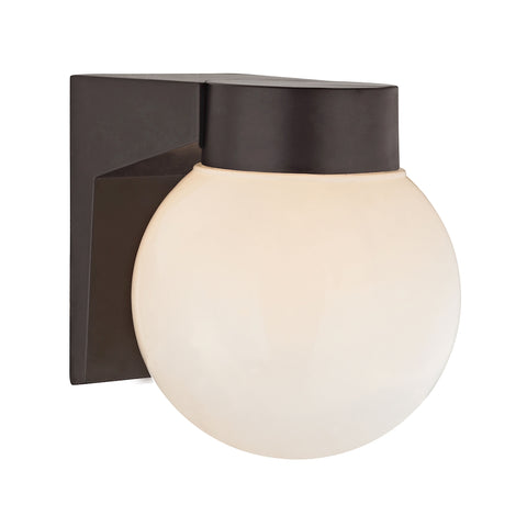 1 Light Outdoor Wall Sconce In Oil Rubbed Bronze And White Glass