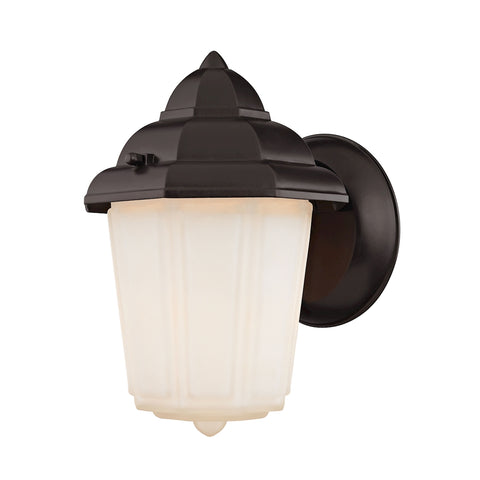 1 Light Outdoor Wall Sconce In Oil Rubbed Bronze And White Glass